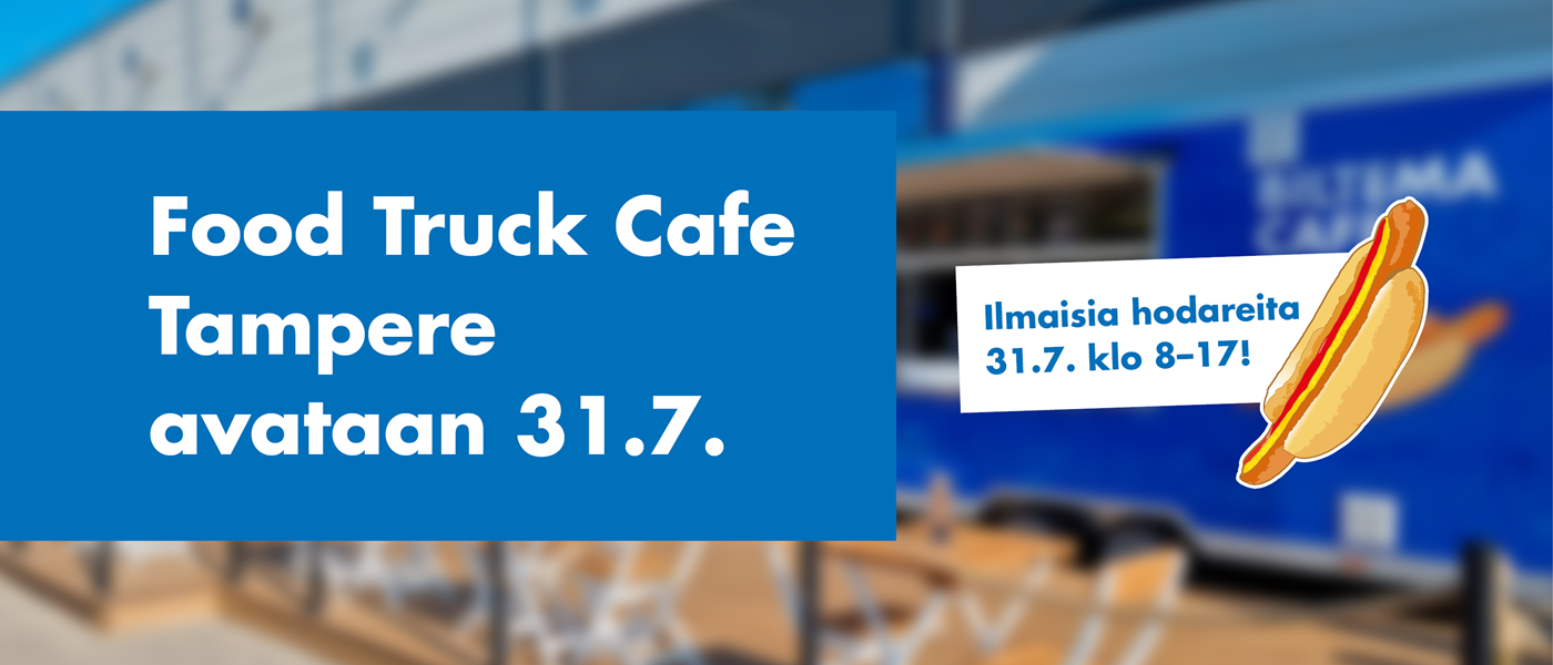Kuvassa tietoa Tampereen Food Truck Cafen avajaisista