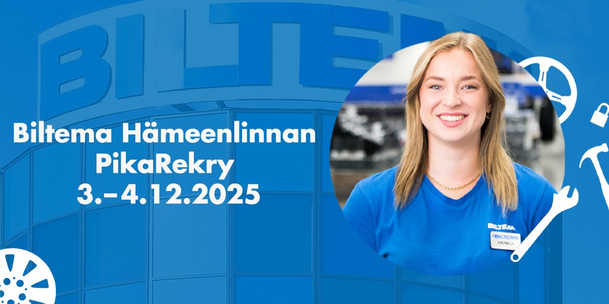 Kuvassa teksti: Biltema Hämeenlinnan Pikarekry 3.-4.12.2025